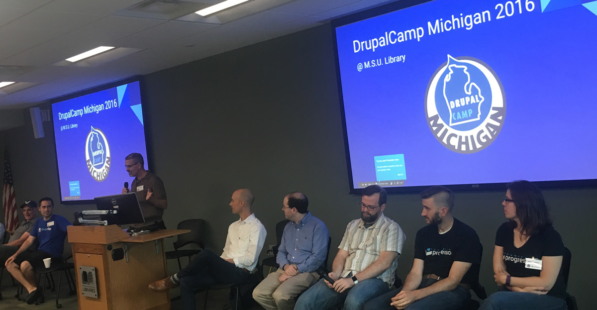 DrupalCamp Michigan 2016 panel discussion with Commercial Progression presenters