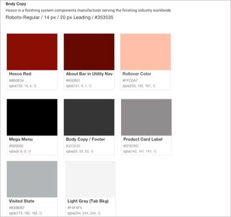 Hosco Website Design Color Swatches